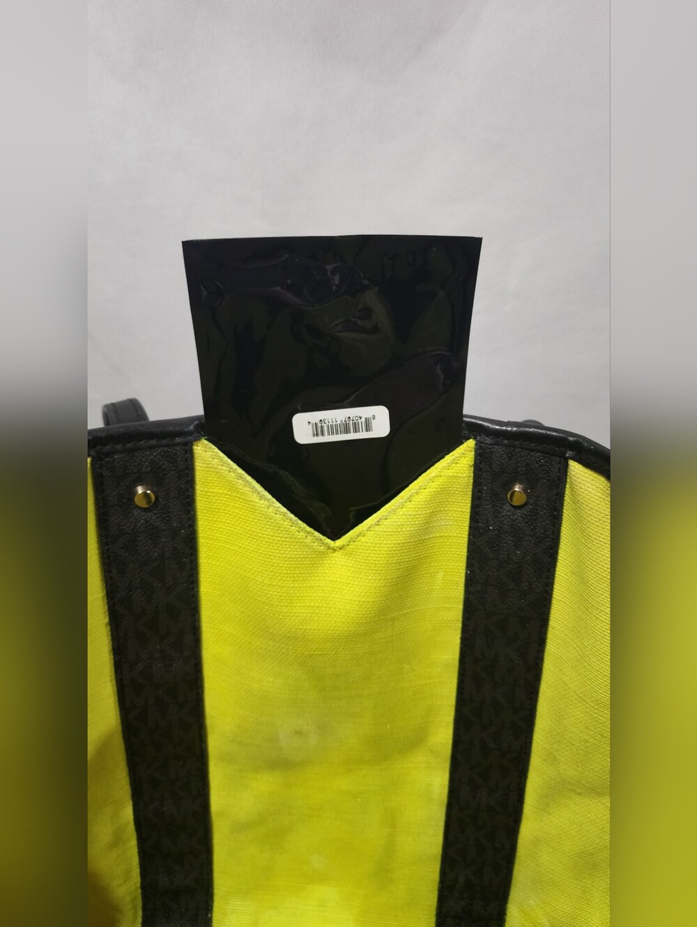 Michael Kors Eva Large Tote  Neon Yellow Stripe - Picture 6 of 16